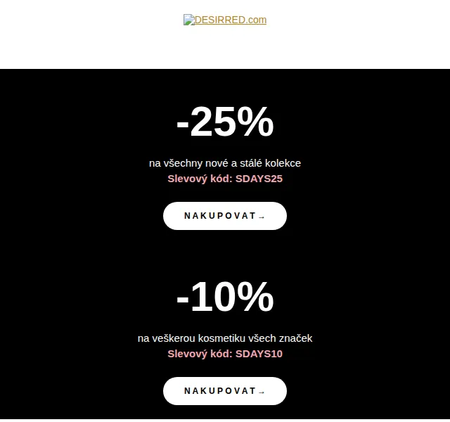 DESIRRED: -25% na nové kolekce a sleva 10% na kosmetiku – červen 2026 | Nuslet.cz