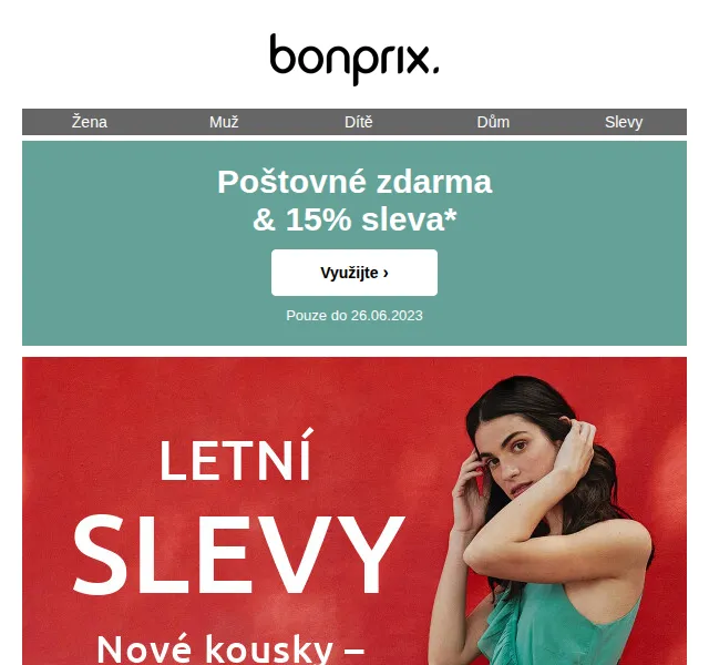 bonprix: 15% sleva + poštovné zdarma – červen 2026 | Nuslet.cz