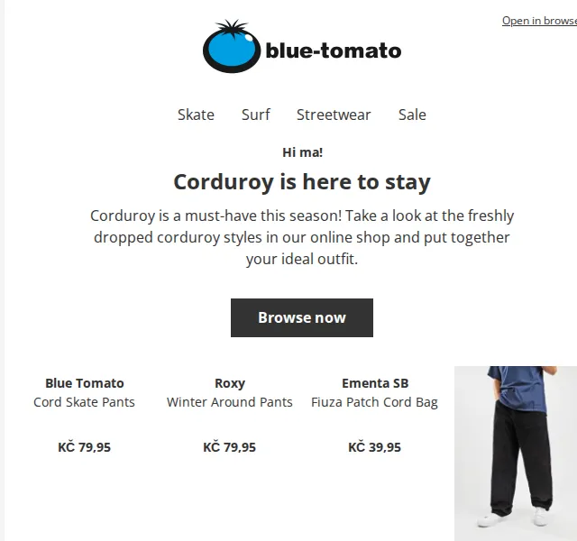 BLUE TOMATO: Corduroy kolekce a slevy – červen 2026 | Nuslet.cz