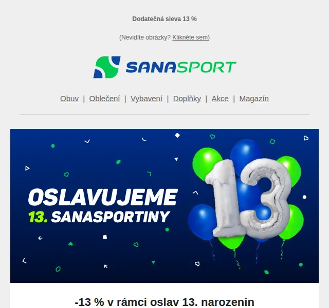 Sanasport: 13% sleva na všechno – červen 2026 | Nuslet.cz