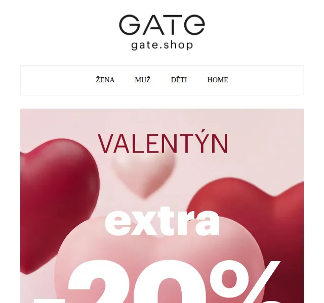 Gate.shop: Valentýn -20% na vše zlevněné – červen 2026 | Nuslet.cz