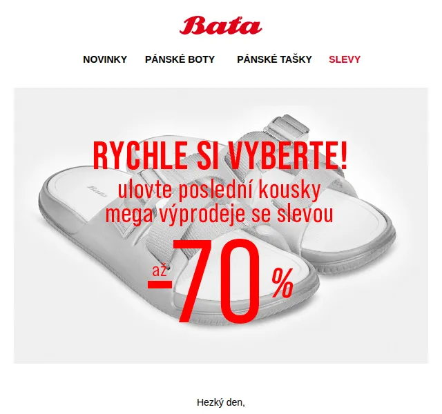 Baťa: Mega výprodej se slevou až 70 % – červen 2026 | Nuslet.cz