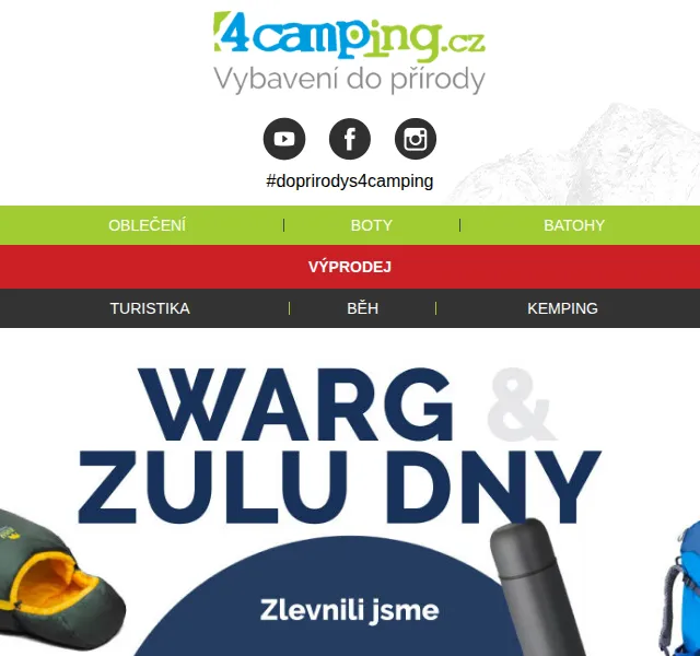 4camping.cz: Zlevnili jsme 99 % produkce – červenec 2026 | Nuslet.cz