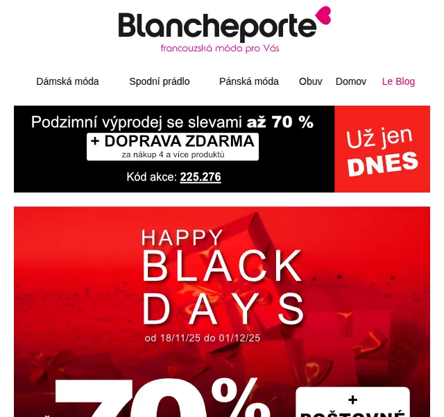 Blancheporte: Black Days až -70 % – duben 2026 | Nuslet