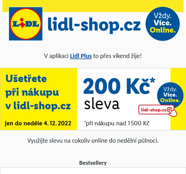 Lidl Aplikace Lidl Plus: Sleva 200 Kč na online nákup – prosinec 2022 | Nuslet.cz