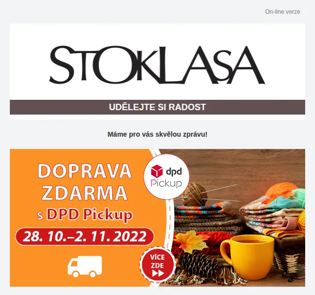Stoklasa: doprava zdarma s DPD Pickup – červen 2026 | Nuslet.cz