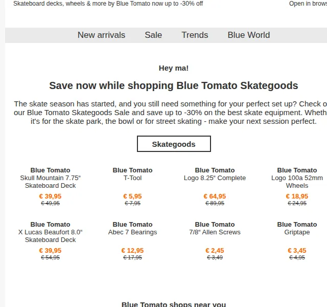 BLUE TOMATO: Skategoods sleva až 30 % – červen 2026 | Nuslet.cz