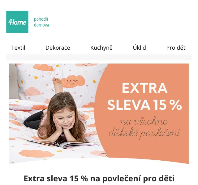 4home.cz: Sleva 15 % na dětské povlečení – květen 2026