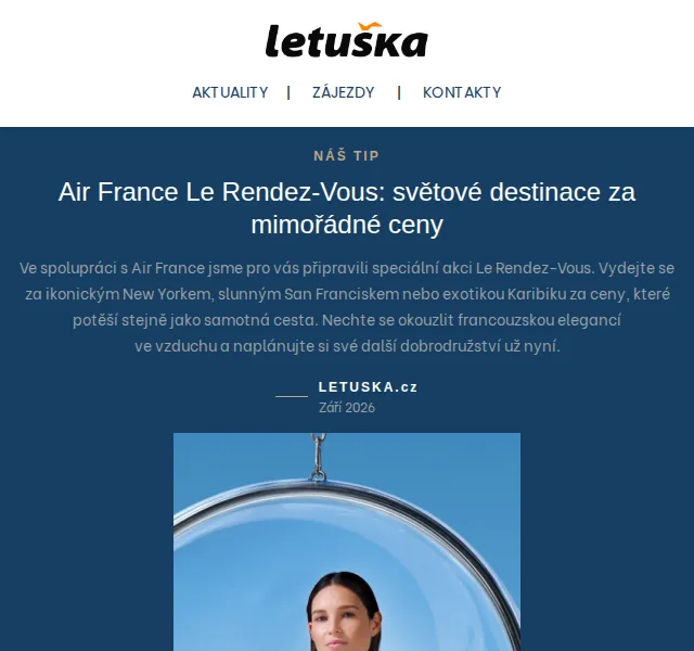 Letuška.cz: Air France, Norsko, Malta – září 2026