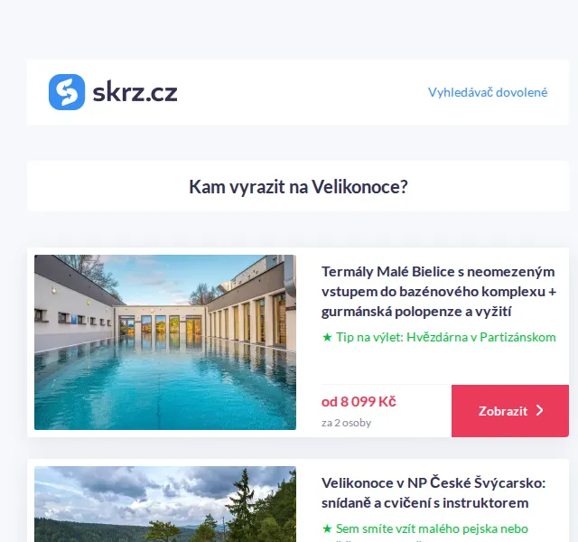 Skrz: Velikonoční pobyty od 3 290 Kč – červen 2026 | Nuslet.cz