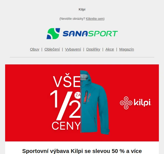 Sanasport: slevy 50-75 % na značku Kilpi – červen 2026 | Nuslet.cz