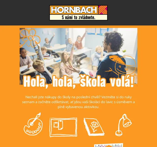 HORNBACH: Školní potřeby od 45 Kč – srpen 2026