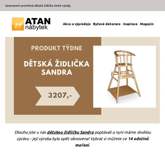 ATAN nábytek: Dětská židlička Sandra za 3 207 Kč – červen 2026 | Nuslet.cz