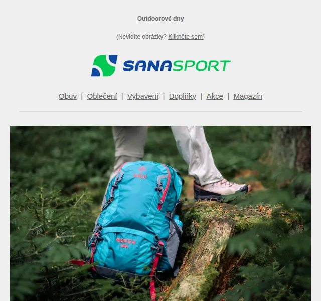 Sanasport: –20 % na outdoorové batohy – červen 2026 | Nuslet.cz