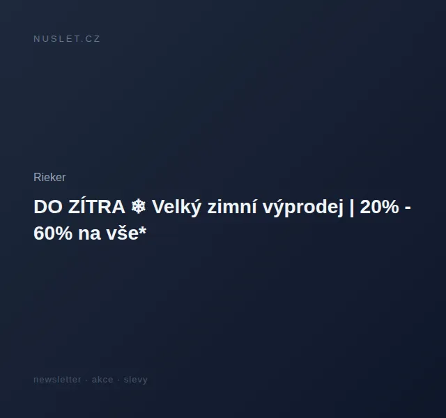 Rieker: Velký zimní výprodej 20-60 % + dárek ponožky – červen 2026 | Nuslet.cz