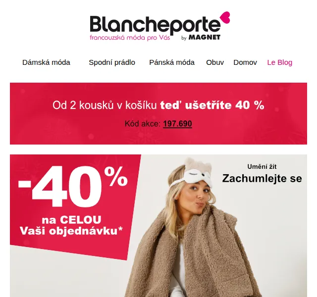 Blancheporte: Sleva 40 % na zimní módu – červen 2026 | Nuslet.cz