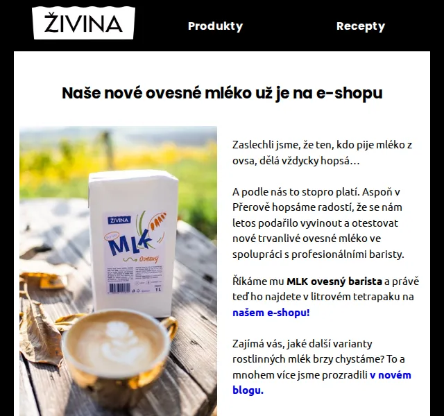 Živina: Nové MLK ovesný barista – červen 2026 | Nuslet.cz