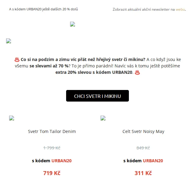 UrbanStore: Hřejivé svetry a mikiny až −70 % – červen 2026 | Nuslet.cz
