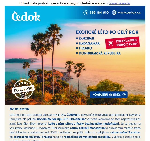 Čedok: Přímé lety do exotiky – červen 2026 | Nuslet.cz