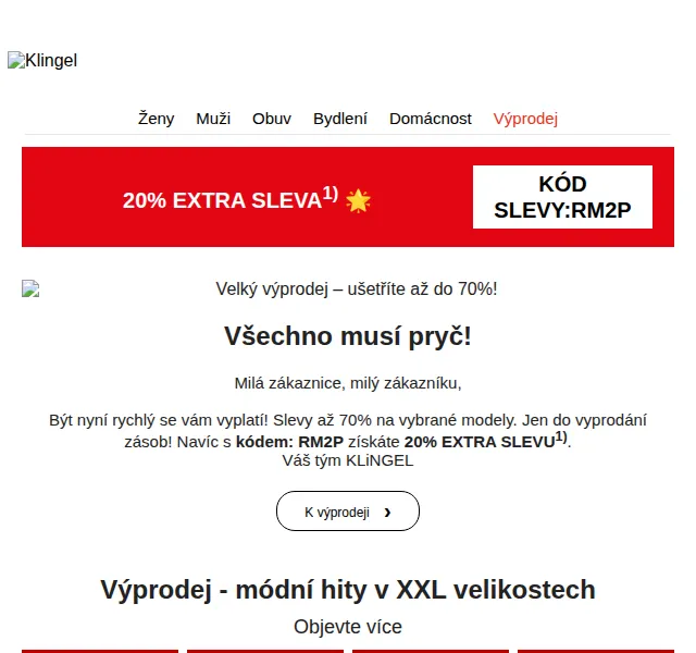 KLiNGEL: Slevy až 70 % a 20% extra sleva – červen 2026 | Nuslet.cz