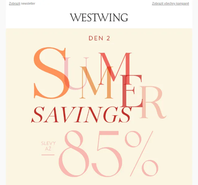Westwing: letní výprodej až -85 % – červen 2026 | Nuslet.cz
