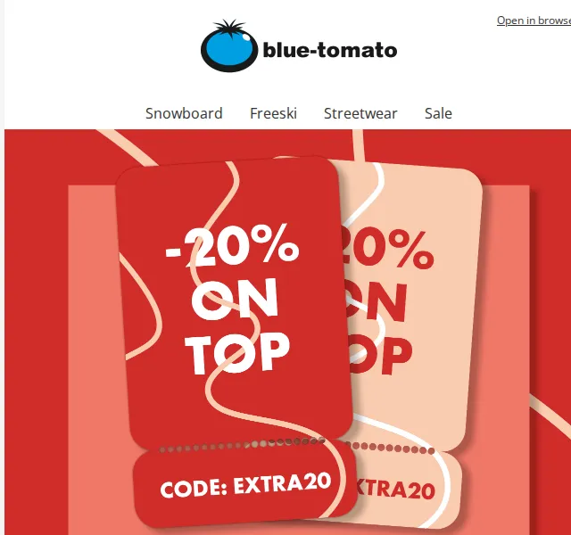 BLUE TOMATO: Extra sleva 20 % na výprodej – červen 2026 | Nuslet.cz
