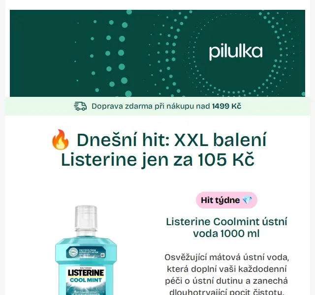 Pilulka.cz: Listerine ústní voda od 105 Kč – červen 2026 | Nuslet.cz