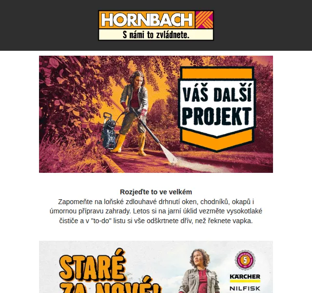 HORNBACH: Vysokotlaké čističe Kärcher, Nilfisk, Eurom – červen 2026 | Nuslet.cz