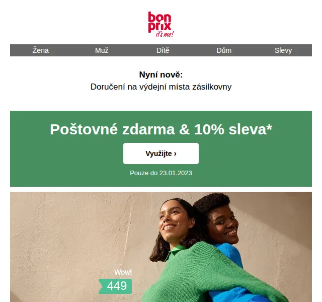 Bonprix: 10% sleva a poštovné zdarma – únor 2026 | Nuslet.cz