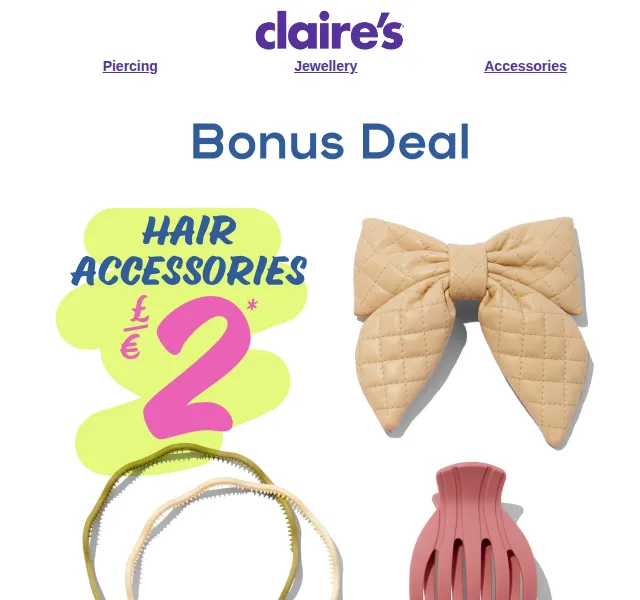 Claire's: Vlasové doplňky za 2 € – červen 2026 | Nuslet.cz