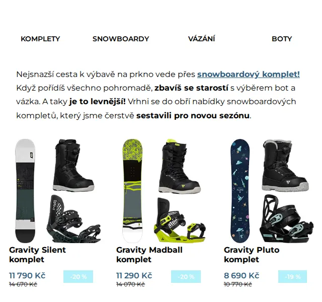 SNOWBOARD ZEZULA: Snowboardové komplety se slevou až 22 % – červenec 2026 | Nuslet.cz