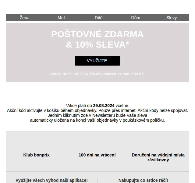 bonprix: Poštovné zdarma a 10% sleva – červenec 2026 | Nuslet.cz