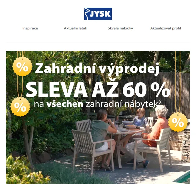 JYSK: Zahradní výprodej – slevy až 60 % – červenec 2026 | Nuslet.cz