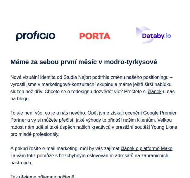 PROFICIO tým: nová vizuální identita a ocenění – červen 2026 | Nuslet.cz