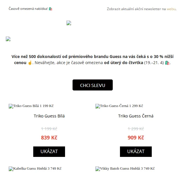 UrbanStore: Guess sleva 30 % – červen 2026 | Nuslet.cz