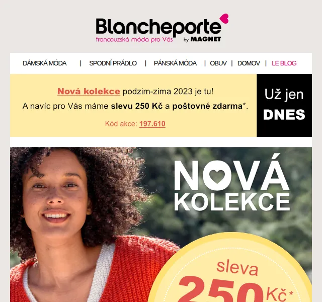 Blancheporte: -250 Kč a poštovné zdarma – červenec 2026 | Nuslet.cz