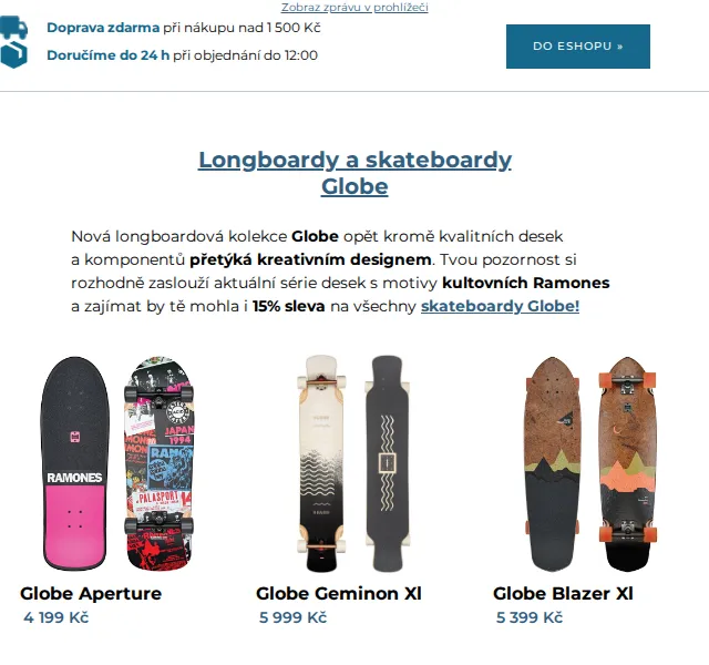 SNOWBOARD ZEZULA: Sleva 15 % na Globe longboardy – červen 2026 | Nuslet.cz