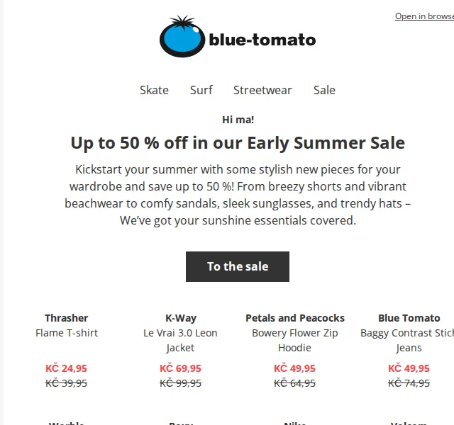 BLUE TOMATO: Early Summer Sale až 50 % – červen 2026 | Nuslet.cz