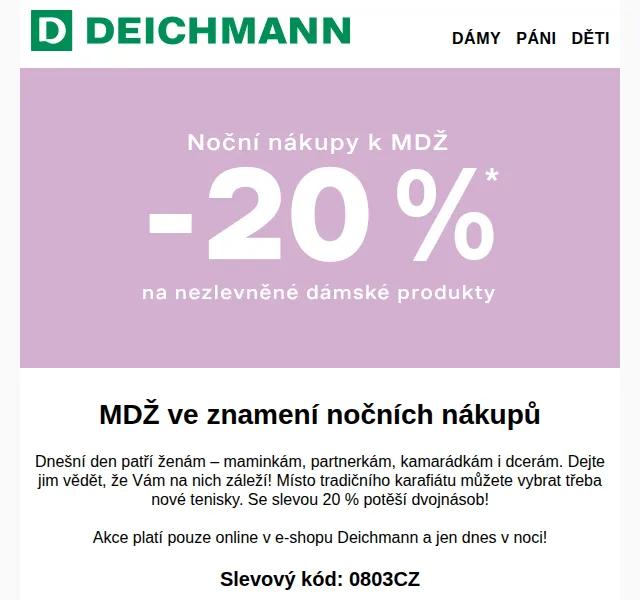 DEICHMANN: Sleva 20 % na boty – červen 2026 | Nuslet.cz