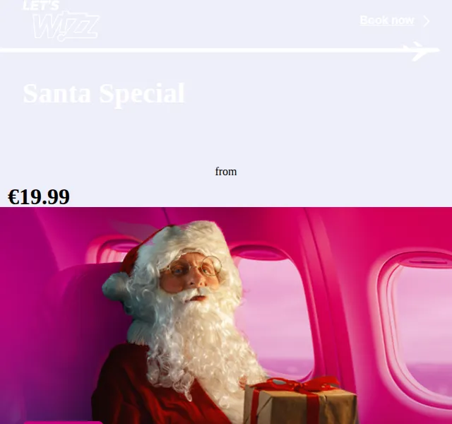 Wizz Air: Santa special letenky od 19,99 € – prosinec 2025 | Nuslet.cz