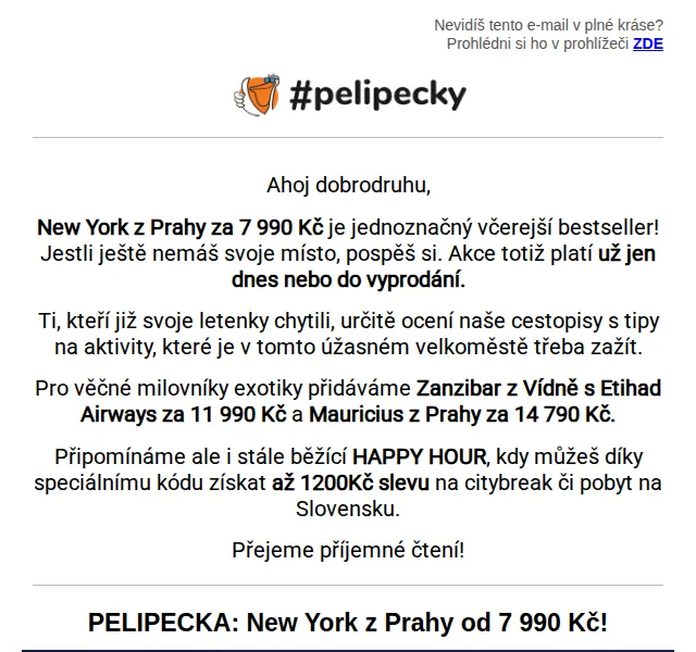 Tereza z Pelipecky.cz: New York z Prahy od 7 990 Kč – červen 2026 | Nuslet.cz