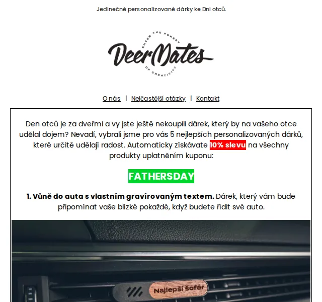 DeerMates.cz: 10% sleva na personalizované dárky pro tatínky – červen 2026 | Nuslet.cz