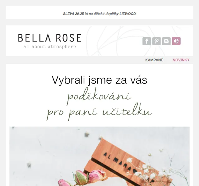 Bella Rose: Dárky pro učitele a sleva 20-25 % na Liewood – červen 2026 | Nuslet.cz
