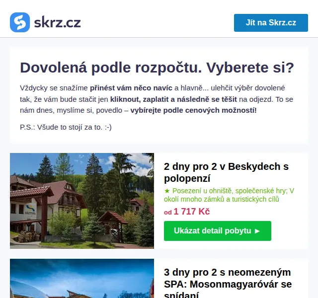 Skrz: Dovolená od 500 Kč za noc – červen 2026 | Nuslet.cz