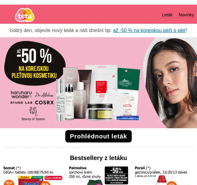 Teta drogerie: až -50 % korejská péče – září 2026