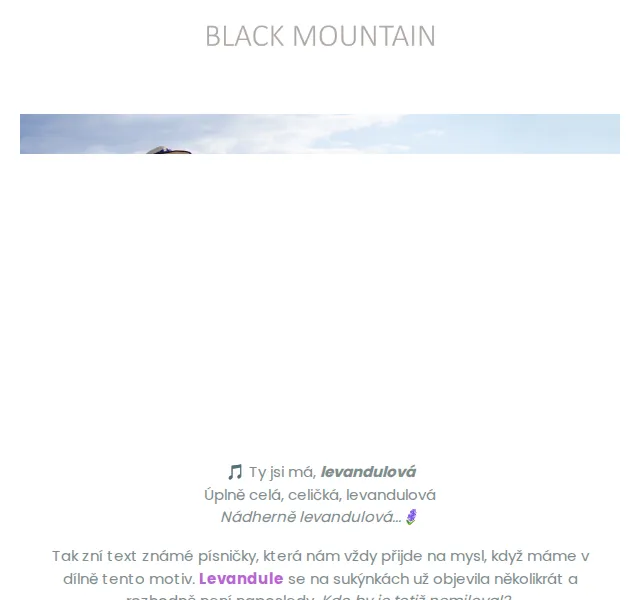 Black Mountain: Levandulové sukně a trička – červen 2026 | Nuslet.cz