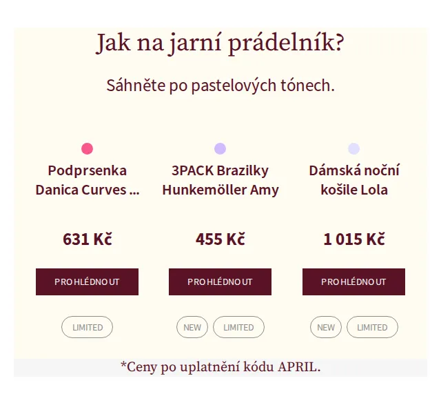 Astratex.cz: Aprílová sleva 20 % na prádlo – červen 2026 | Nuslet.cz