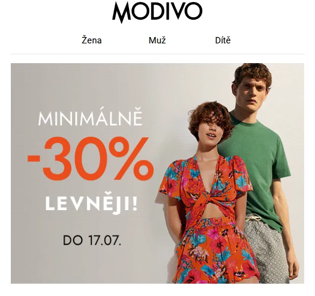 Modivo: -30 % a extra -10 % na vybrané letní produkty – červen 2026 | Nuslet.cz