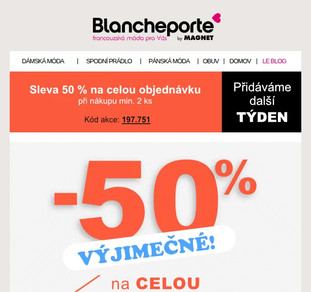 Blancheporte: 50% sleva na 2 kusy – červenec 2026 | Nuslet.cz