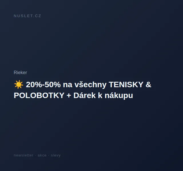 Rieker: 20%–50 % na tenisky a polobotky – červen 2026 | Nuslet.cz